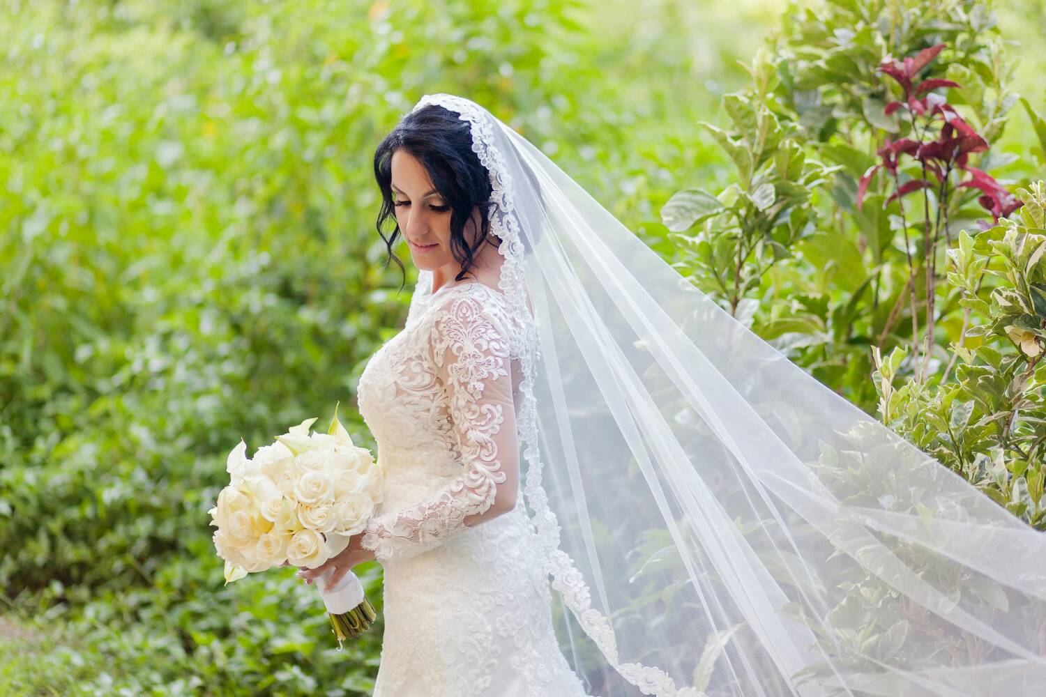 The Paula- Mantilla Lace Veil Blanca Veils The Paula- Mantilla Lace Veil Blanca Veils