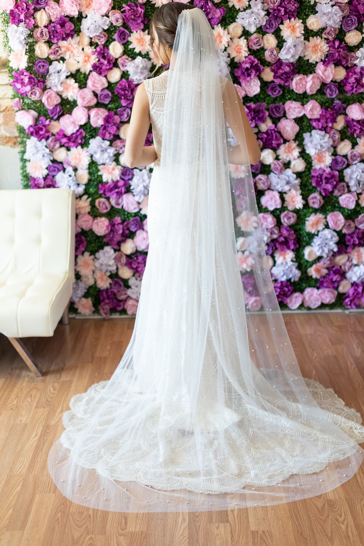 Pearly Long Veil, Pearl Bridal Veil